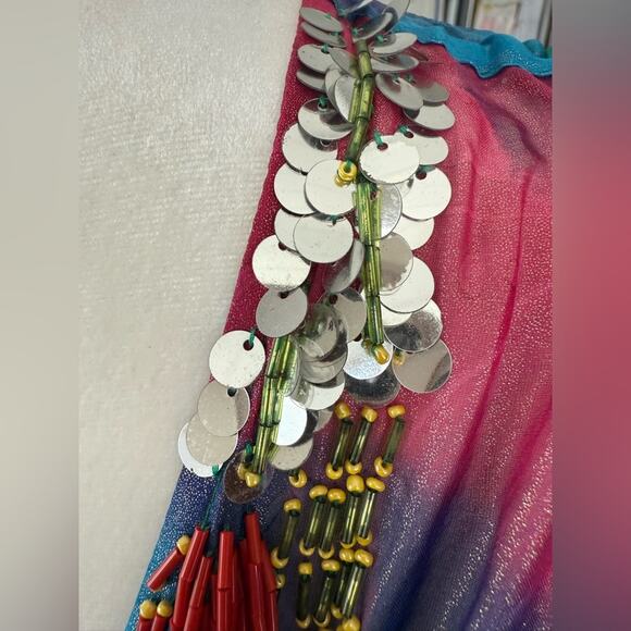 Michael Simon 100% Silk Multicolor Vibrant Shimmery Embellished Tunic Blouse- S‎ - Picture 8 of 12